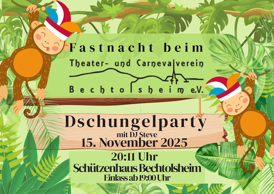 Dschungelparty 15.11.2025 beim TCV Bechtolsheim Dschungelparty 15.11.2025 beim TCV Bechtolsheim